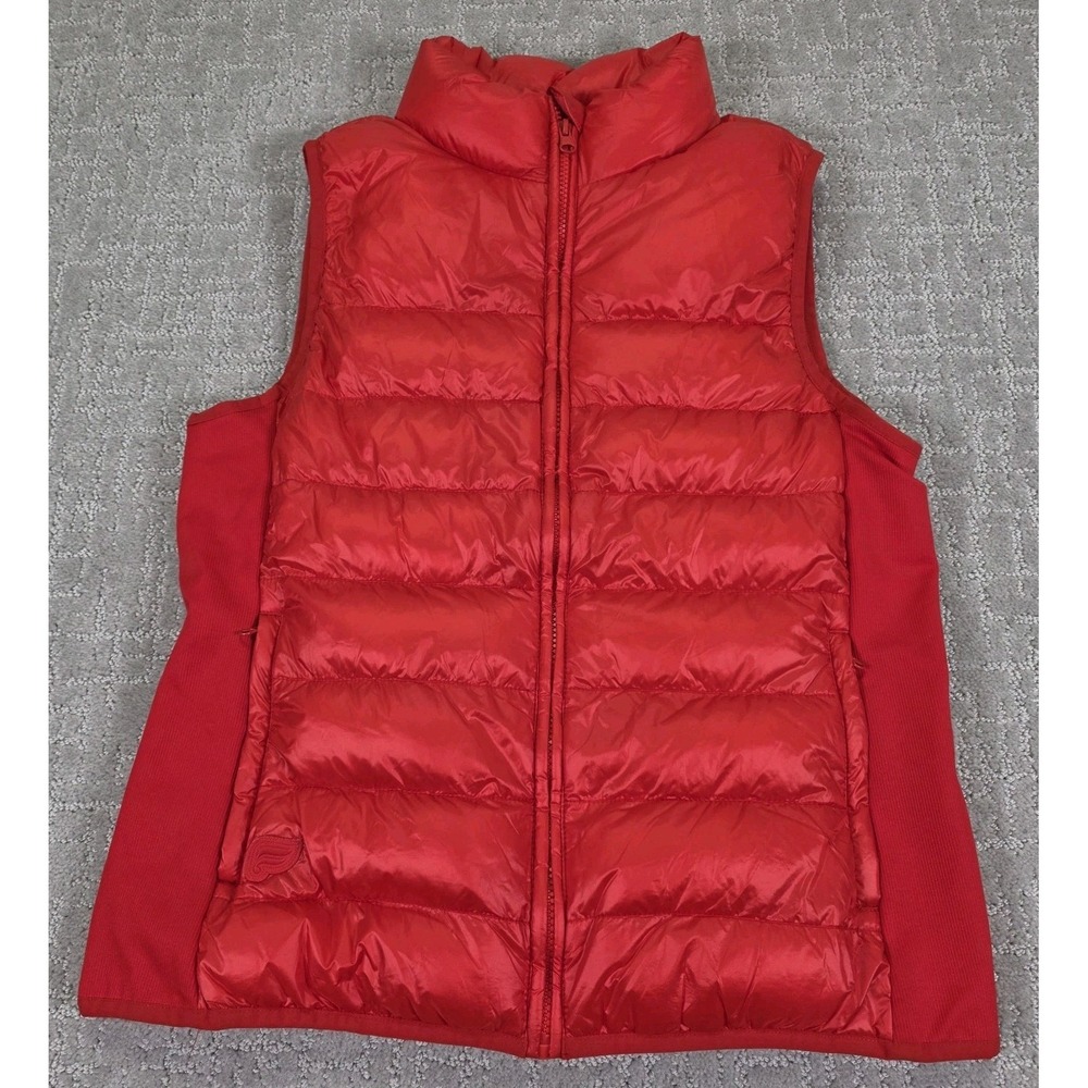 Fabletics Elliot Packable Electric Cherry Puffer Vest Women's Sz Medium Pockets - Picture 2 of 9